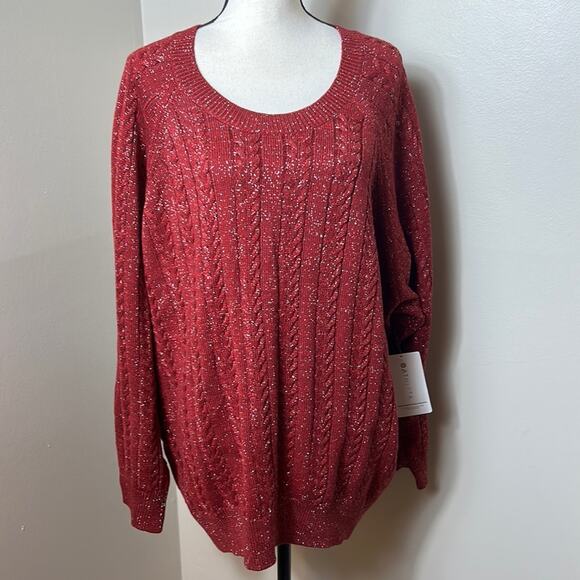 NWT Athleta decadent red metallic crew neck sweater - Picture 5 of 13